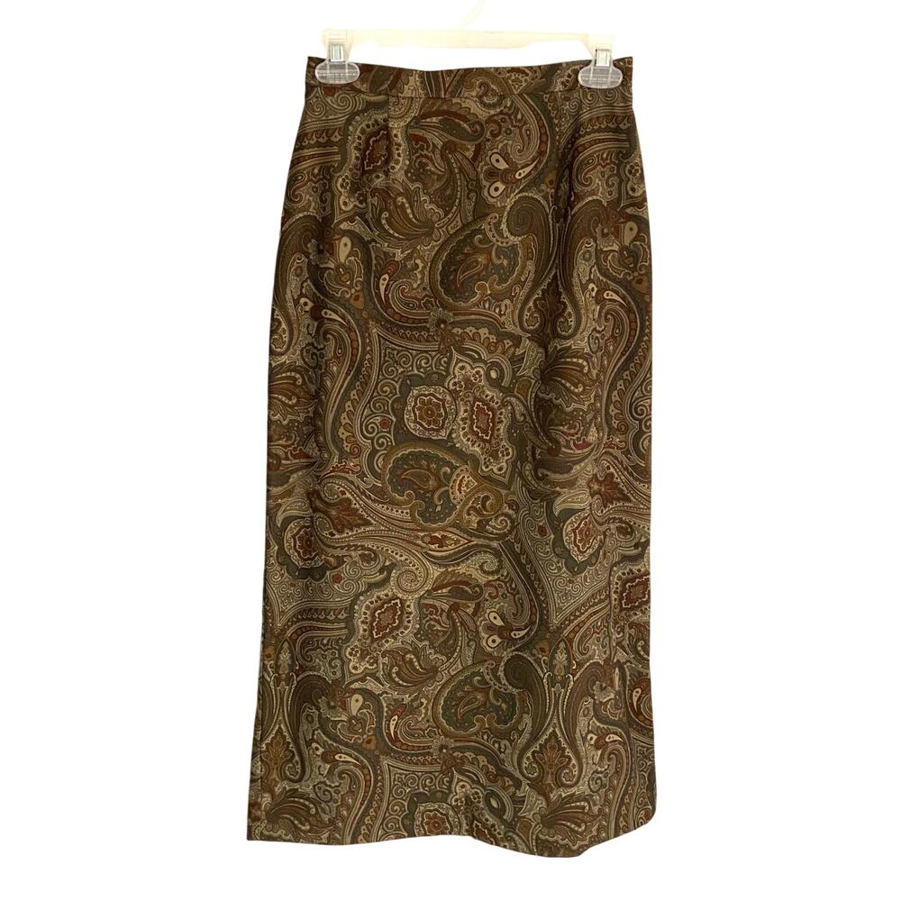 Vintage Coldwater Creek Paisley Skirt Size Petite XS Boho Earth Tones